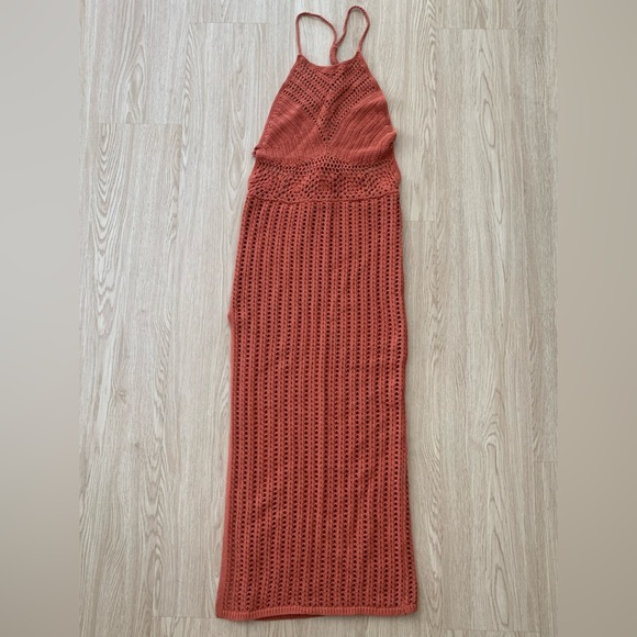 Rust crochet knit midi dress cover up nwot - Picture 4 of 4
